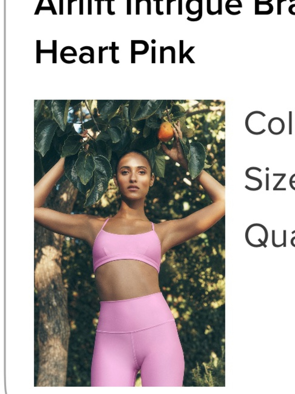 ALO Yoga Heart Pink Active Bralette & High-Rise Leggings Set